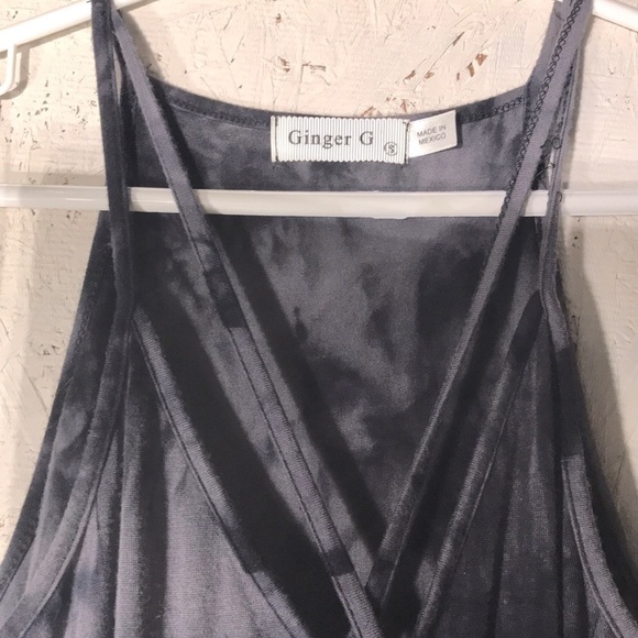 Womens Summer Thin Strap Tank by GINGER G Black & Gray Tye Dye Size Small - Picture 4 of 8